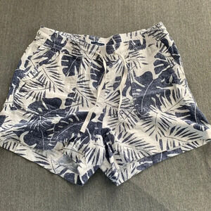 Nautica Linen Blend Large Shorts Light Hawaiian Print Pull on stretch waist